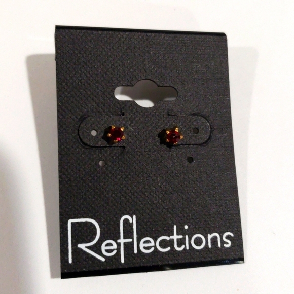 Swarovski Crystal Element - Gold Overlay Red Ruby Stone "Tiny" Stud Earrings - Picture 1 of 10